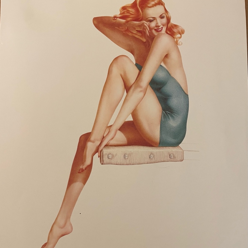 Art Deco Print Girl in Blue Swimsuit